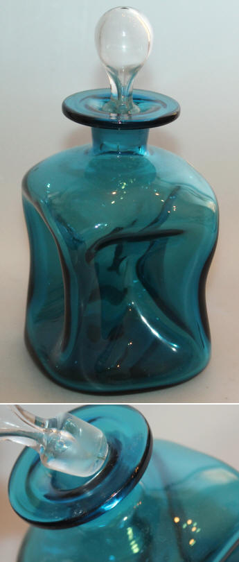 Blå Klukflasker "Kluk-Kubus" fra Holmegaard : 2 Størrelser