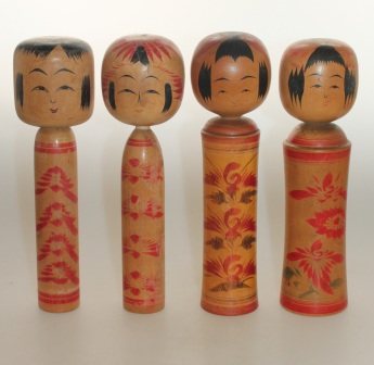 Fire Kokeshidukker fra Japan