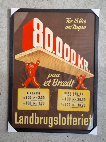 80.000 paa et Brædt - Reklameplakat for Landbrugslotteriet