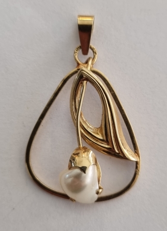 Guldvedhæng med perle 585 / 14 Guld