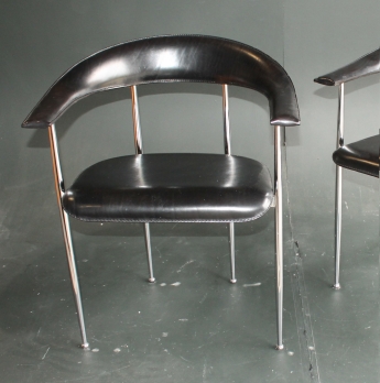 Fire Spiseborddstole Facem P40 Stl & Sort Skind