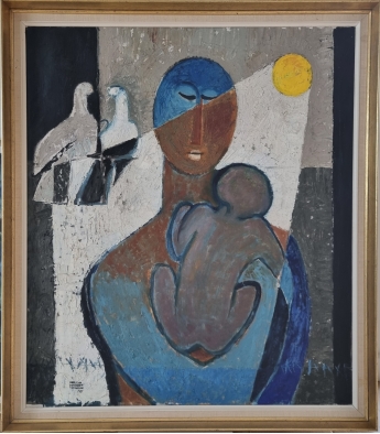 Maleri Mor & Barn af Kerstin Lundberg Stenman 1965