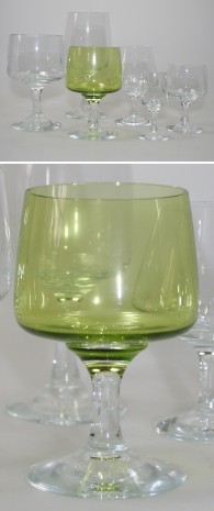 anden Penneven Forkert Holmegaard vinglas og ølglas i serien Mandalay, designet af Per Lütken<br><br>  13 Ølglas pr. stk. 60,-<br> 6 Portionsglas pr. stk. 60,-<br> 5 Cognac pr.  stk. 40,-<br> 3 Portvinsglas pr. stk. 25<br> 2